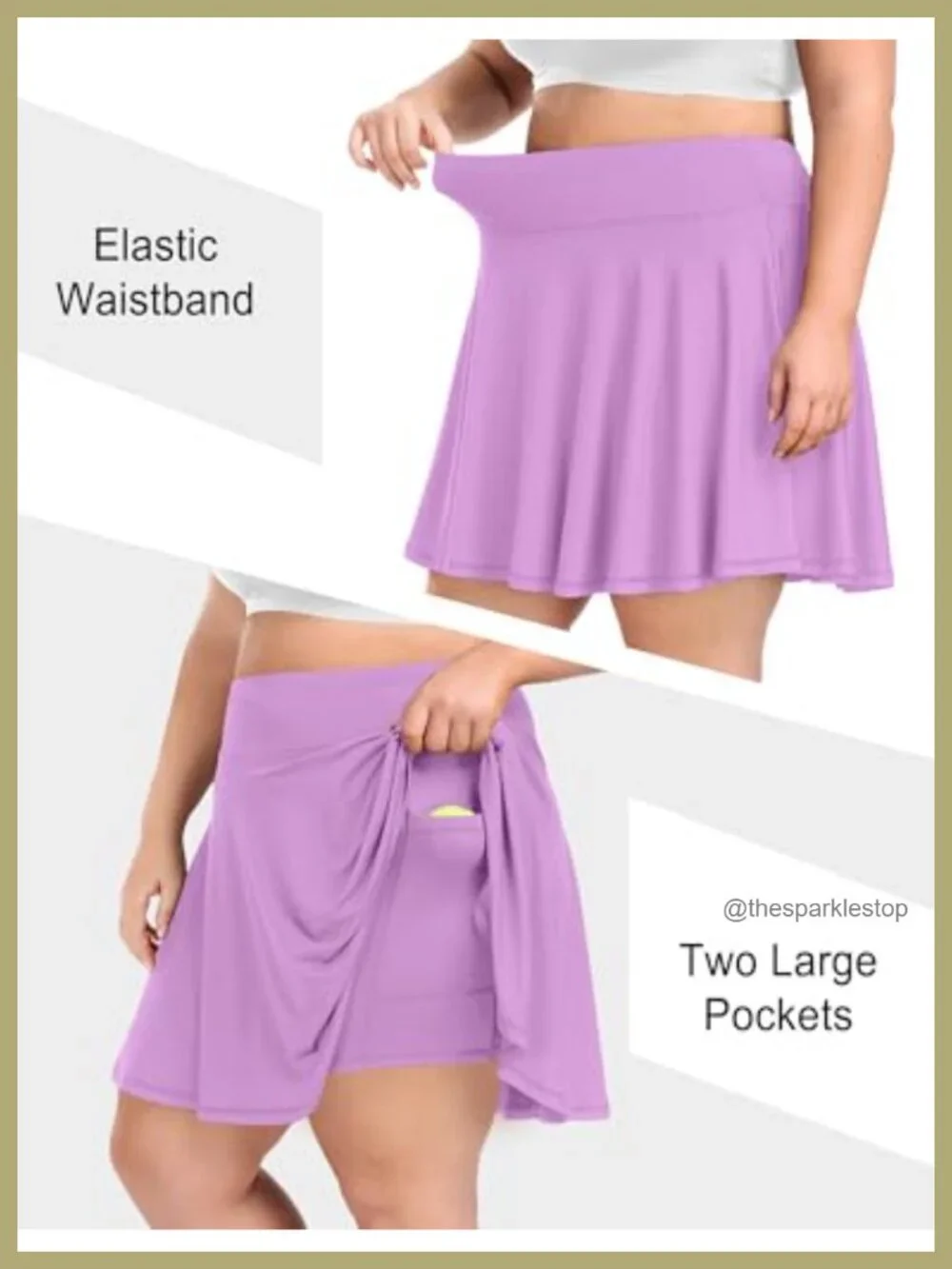 Plus Size Tennis Skort 2-in-1 High Waisted Pleated Golf Skirt with Pockets
